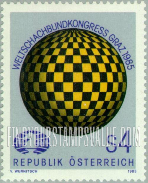 FindYourStampsValue: World Chess Federation Congress, Graz: Checkered globe, emblem