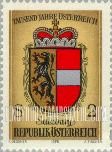 FindYourStampsValue: Coats of Arms of Austrian Provinces, Millennium of Austria: Salzburg