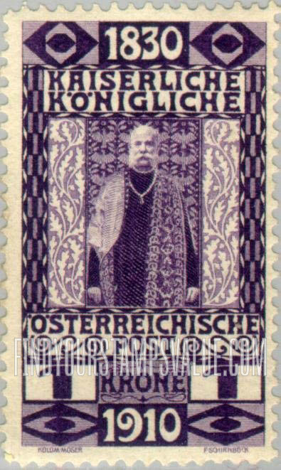 FindYourStampsValue: For Austria only, Birthday Jubilee: Franz Josef in royal robes