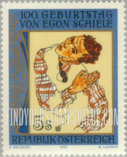 FindYourStampsValue: Self Portrait: Egon Schiele (1890-1918)