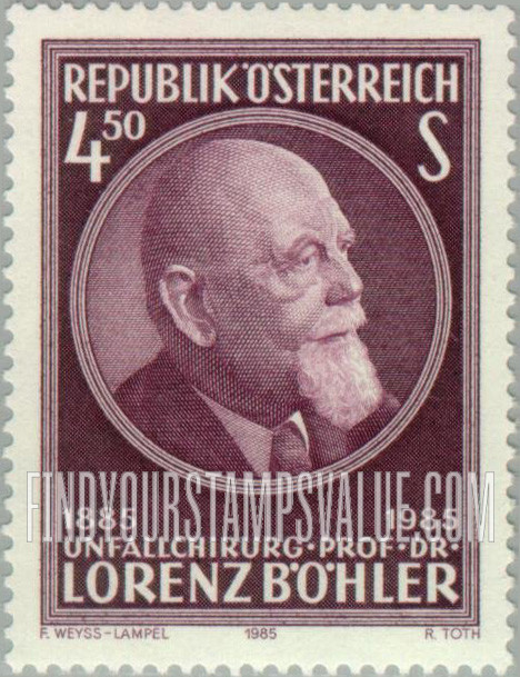 FindYourStampsValue: Dr. Lorenz Bohler, Surgeon, Birth Centenary