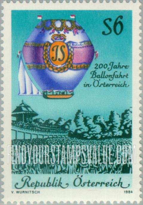 FindYourStampsValue: Balloon Flight in Austria Bicentenary: Johan Stuwer’s balloon