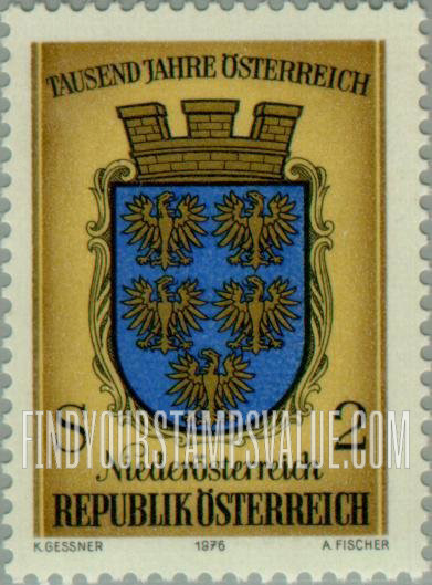 FindYourStampsValue: Coats of Arms of Austrian Provinces, Millennium of Austria: Lower Austria