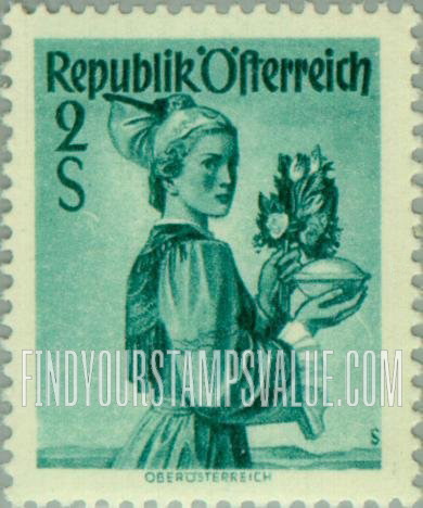 FindYourStampsValue: Austrian Costumes: Upper Austria