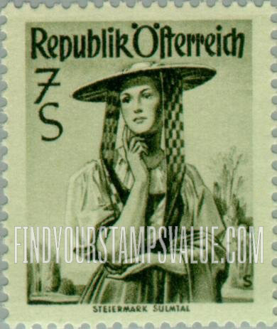 FindYourStampsValue: Austrian Costumes: Steiermark, Sulm Valley