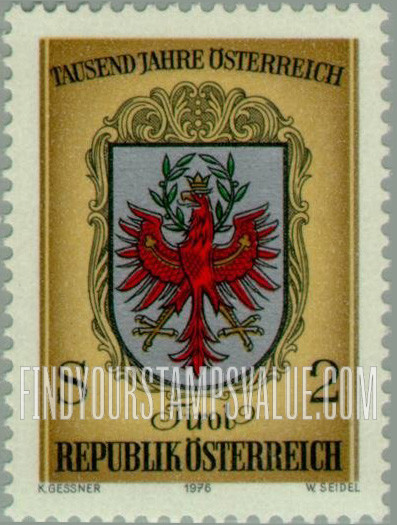 FindYourStampsValue: Coats of Arms of Austrian Provinces, Millennium of Austria: Tyrol