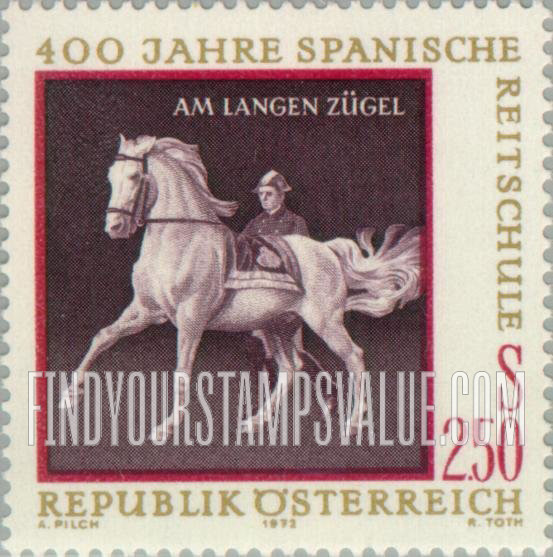 FindYourStampsValue: Spanish Riding School, Vienna, 400th Anniversary: On long rein