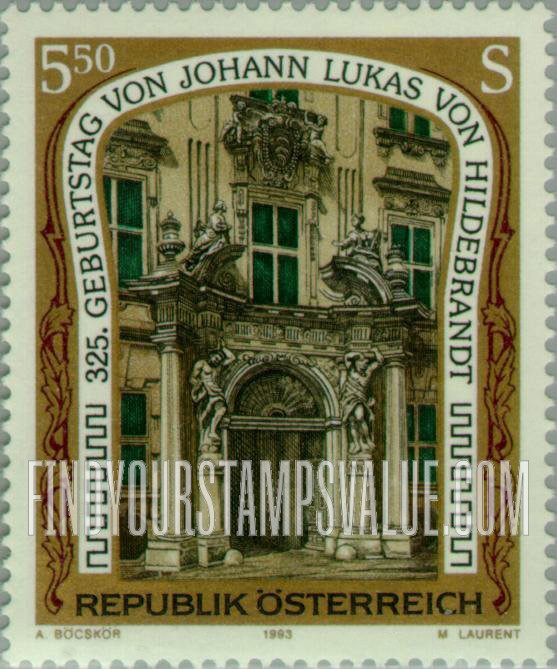 FindYourStampsValue: Famous Buildings: Kinsky Palace, designed by Lukas von Hildebrandt