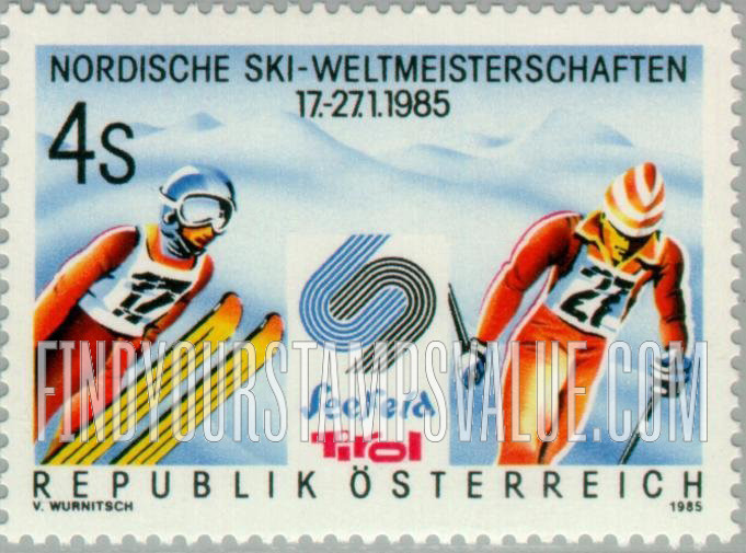FindYourStampsValue: Nordic Events, Ski Championships, Seefeld: Ski jumper, cross country racer