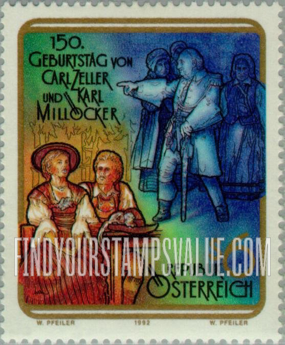 FindYourStampsValue: Carl Zeller (1842-1898) and Karl Millocker (1842-1899), Operetta Composers