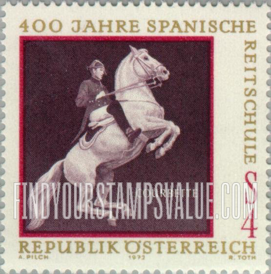 FindYourStampsValue: Spanish Riding School, Vienna, 400th Anniversary: Courbette
