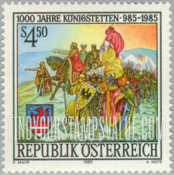 FindYourStampsValue: The Legendary Foundation of Konigstetten by Charlemagne, by Auguste Stephan, c. 1870
