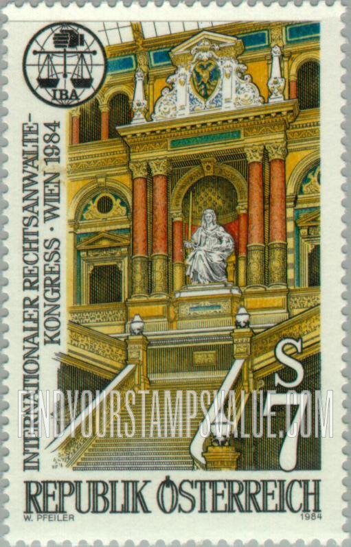 FindYourStampsValue: International Lawyers’ Congress, Vienna: Vienna Palace of Justice, emblem