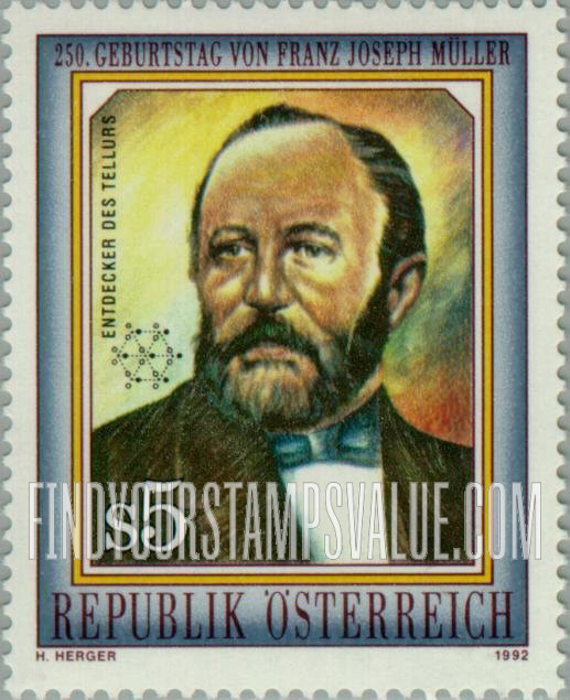 FindYourStampsValue: Scientists: Franz Joseph Muller von Reichenstein (1742-1825), discoverer of tellurium