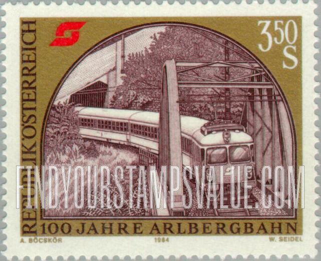 FindYourStampsValue: Schanatobel Railroad Bridge, Railroad Anniversarie: Arlberg centenary