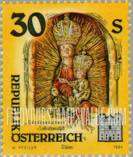FindYourStampsValue: Monastery of Admont: Madonna of Scottish Order, Schottenstift Monastery, Vienna