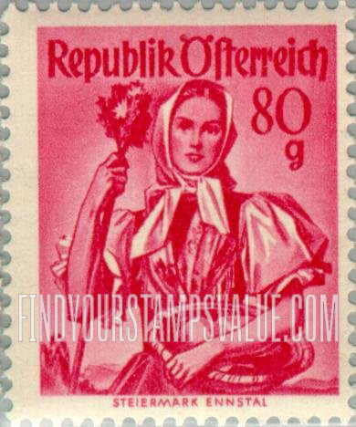 FindYourStampsValue: Austrian Costumes: Styria, Enns Valley
