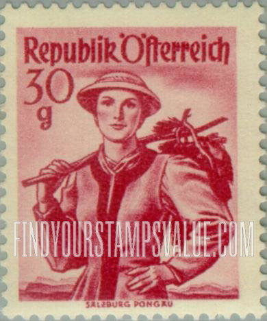 FindYourStampsValue: Austrian Costumes: Salzburg, Pongau
