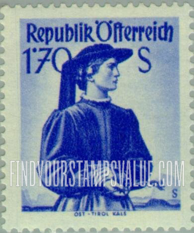 FindYourStampsValue: Austrian Costumes: East Tyrol, Kals