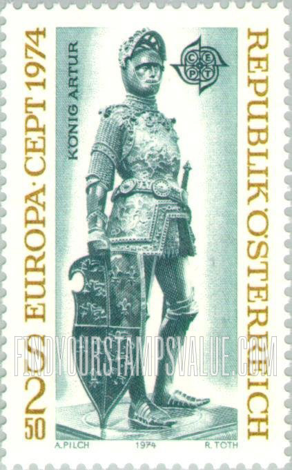 FindYourStampsValue: Europa: King Arthur, from tomb of Maximilian I