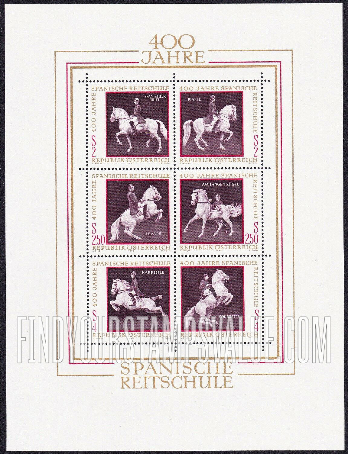 FindYourStampsValue: Spanish Riding School, Vienna, 400th Anniversary