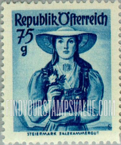 FindYourStampsValue: Austrian Costumes: Styria, Salzkammergut