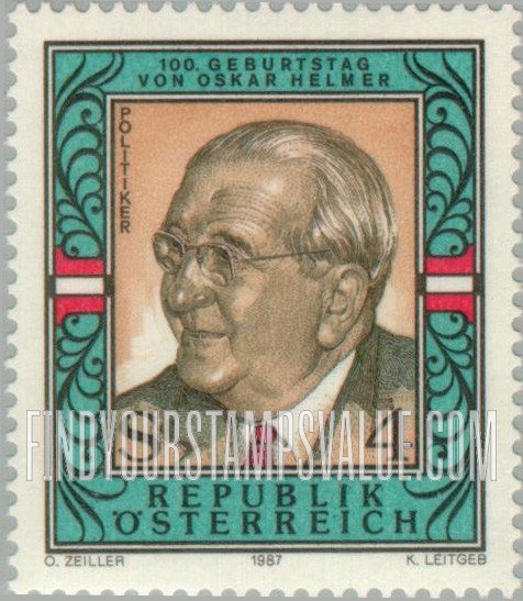 FindYourStampsValue: Oskar Helmer (b. 1887), Politician