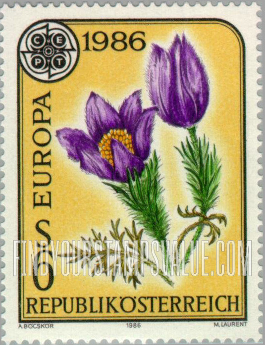 FindYourStampsValue: Europa 1986: Pasque flower