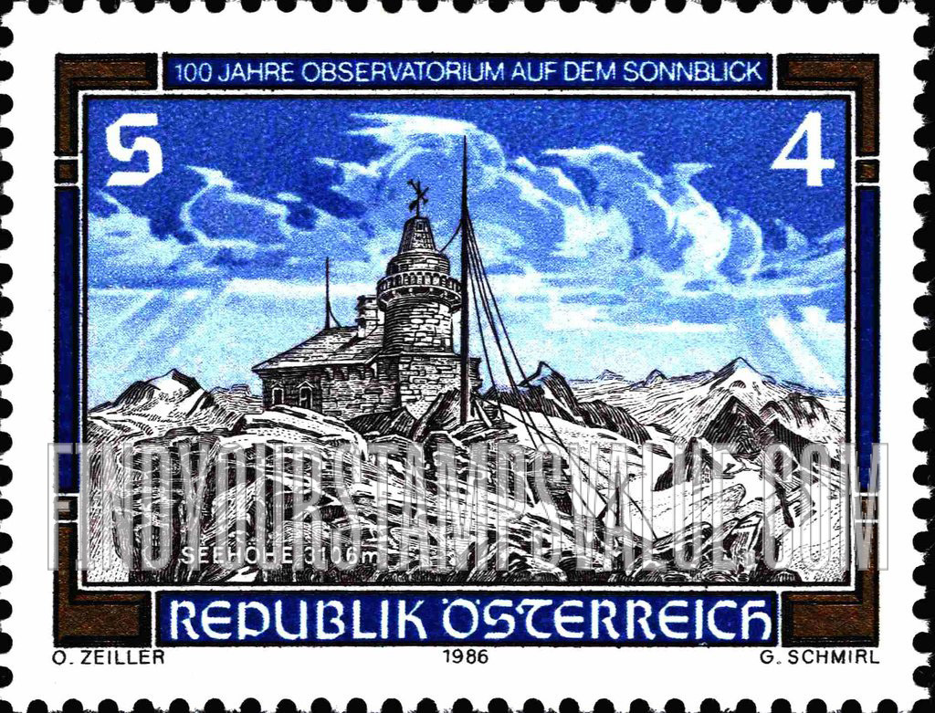 FindYourStampsValue: Sonnblick Observatory, Centenary: Observatory, 1886