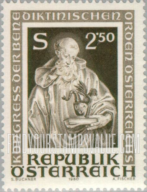 FindYourStampsValue: St. Benedict, by Meinrad Guggenbichler