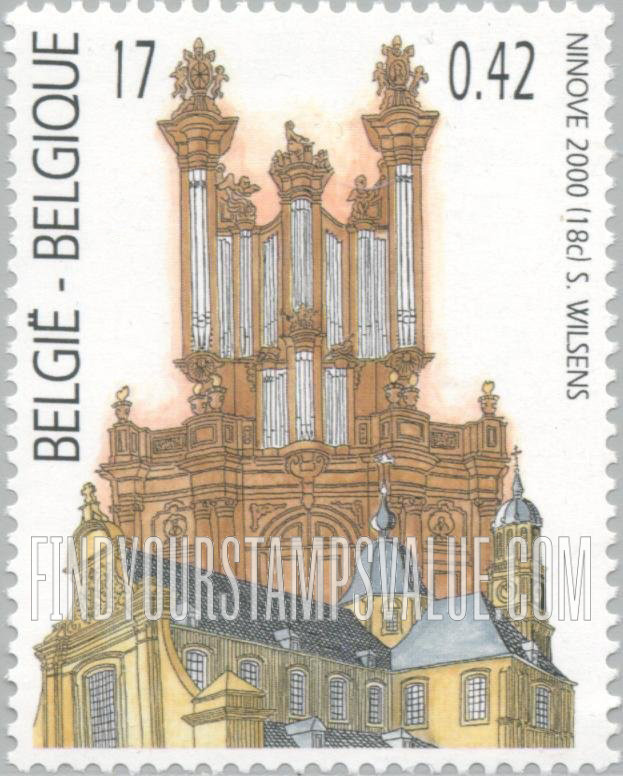 FindYourStampsValue: Tourism, Churches and their organs: O.-L.-V. Hemelvaartkerk, Ninove