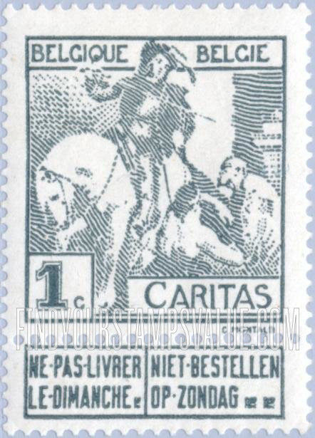FindYourStampsValue: Semi-Postal: St. Martin of Tours Dividing His Cloak with a Beggar