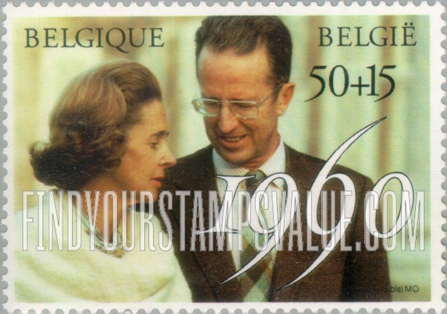 FindYourStampsValue: Semi-Postal: King Baudouin & Queen Fabiola, 30th Wedding Anniversary