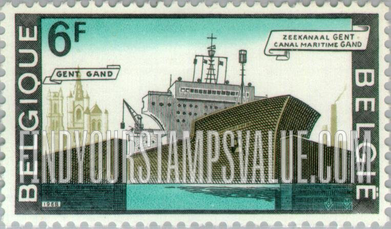 FindYourStampsValue: Ship in Neuzen lock, Ghent Canal