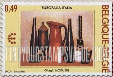 FindYourStampsValue: Europalia Italia Festival, Belgium: Still Life, by Giorgio Morandi