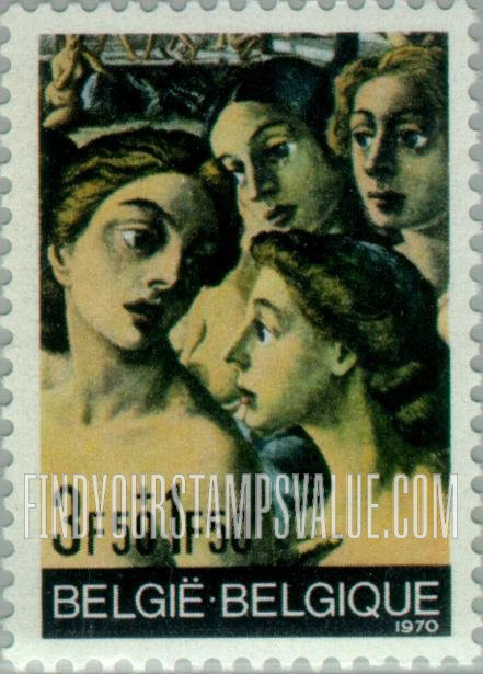 FindYourStampsValue: Semi-Postal: “Anxious City” (Detail) by Paul Delvaux