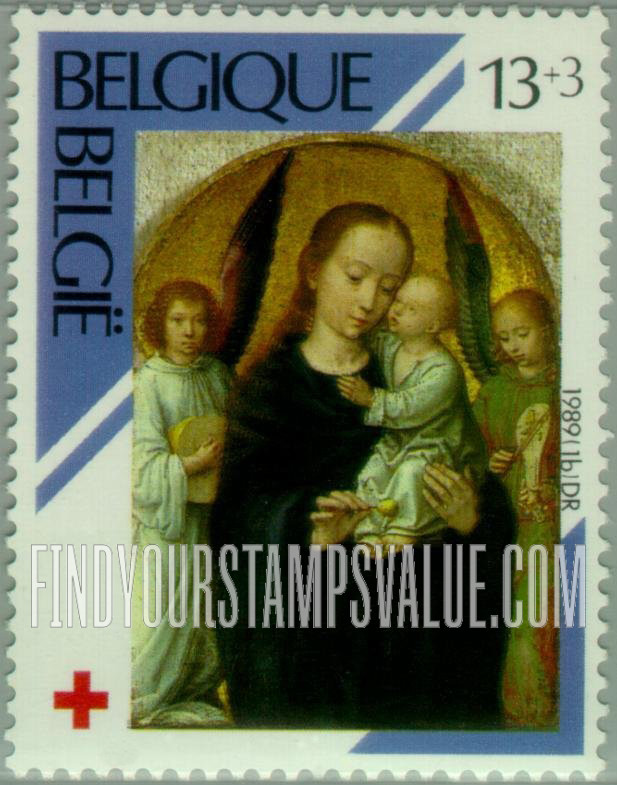 FindYourStampsValue: Semi-Postal, Belgian Red Cross, Painting: Virgin and Child, by David (c. 1460-1523)