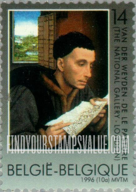 FindYourStampsValue: Paintings from National Gallery, London: Reading Man, by Rogier Van Der Weyden (1399-1464)