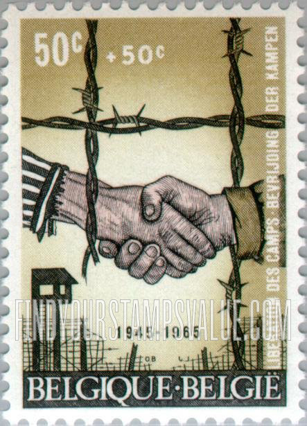 FindYourStampsValue: Semi-Postal: Liberator, Shaking Prisoner’s Hand, Concentration Camp