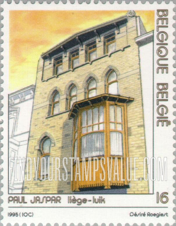 FindYourStampsValue: Tourism, Architectural designs: House, Liege, by Paul Jaspar (1859-1945)