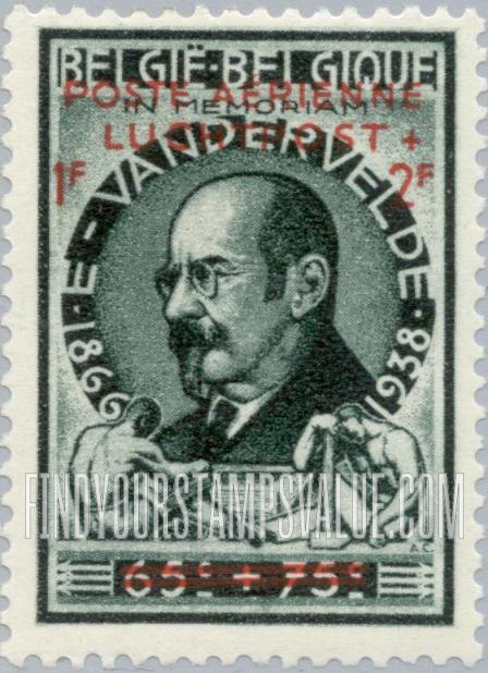 FindYourStampsValue: Air Post Semi-Postal: Emile Vandervelde