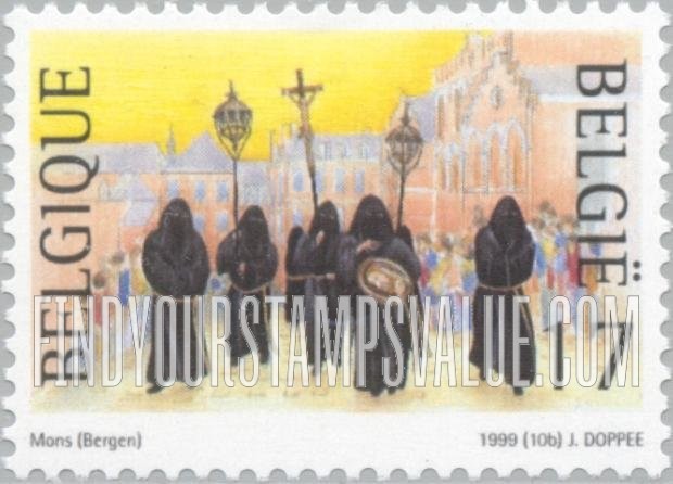 FindYourStampsValue: Tourism: Cart d’Or procession of the Confrérie de la Miséracordie, Mons