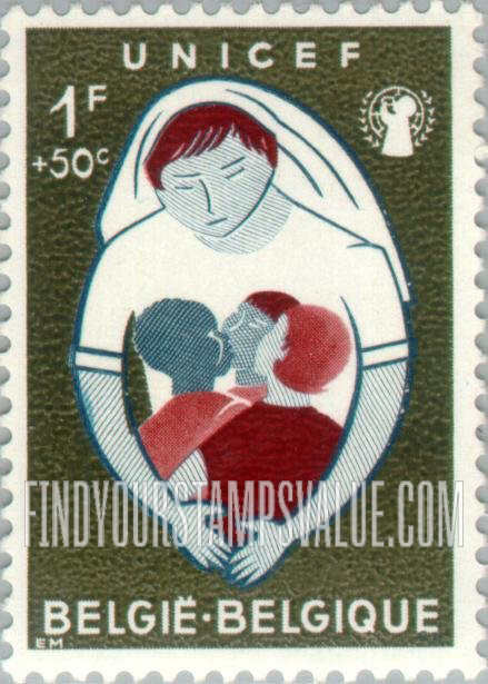 FindYourStampsValue: Semi-Postal, UNICEF: Nurse and children of 3 races