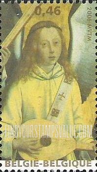 FindYourStampsValue: Angels painted by Hans Memling: Angel Playing Lute