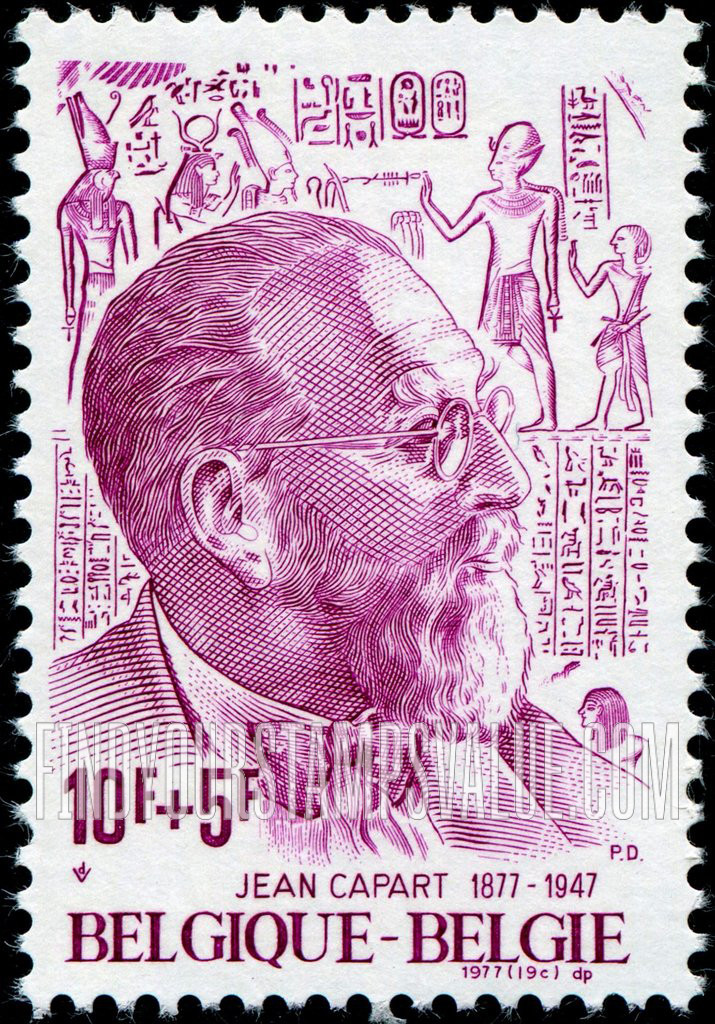 FindYourStampsValue: Semi-Postal, Famous Men: Jean Capart (1877-1947), Egyptologist, and hieroglyph