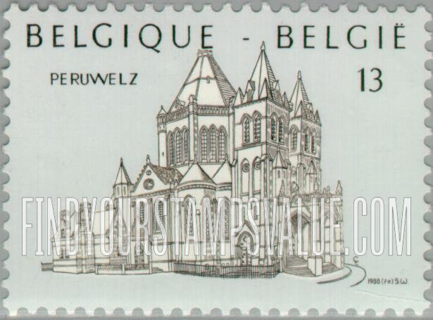 FindYourStampsValue: Tourism: Our Lady of Bon-Secours Basilica, 1892, Peruwelz