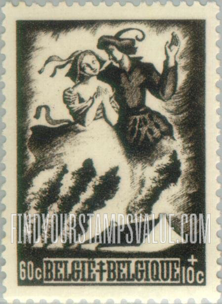 FindYourStampsValue: Semi-Postal: Till Eulenspiegel Singing to Nele