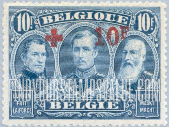 FindYourStampsValue: Semi-Postal: Kings of Belgium Leopold I, Albert I, Leopold II