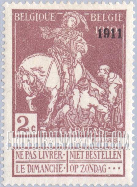 FindYourStampsValue: Semi-Postal: St. Martin of Tours Dividing His Cloak with a Beggar