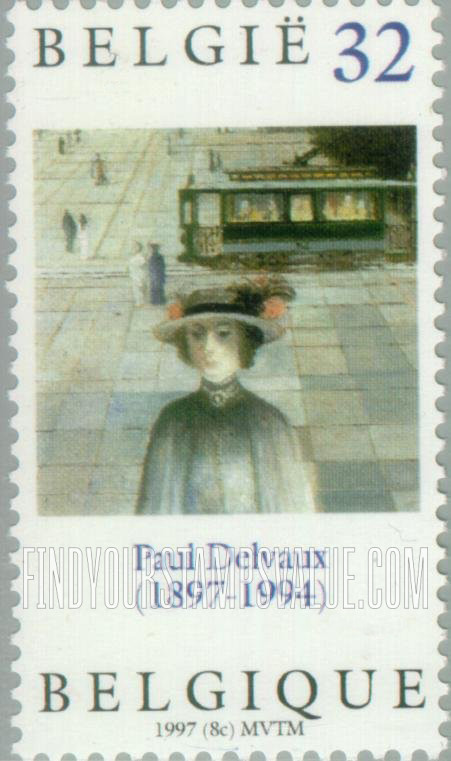 FindYourStampsValue: Paintings by Paul Delvaux (1897-1994), Details or entire paintings: Woman wearing hat, trolley